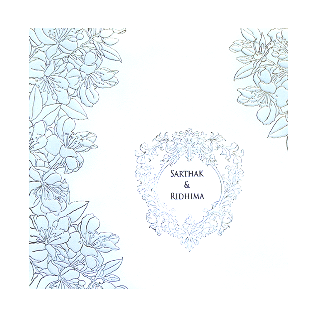 Classic White and Gold Floral Charm Wedding Card-KPR06580