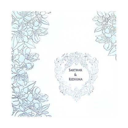 Classic White and Gold Floral Charm Wedding Card-KPR06580