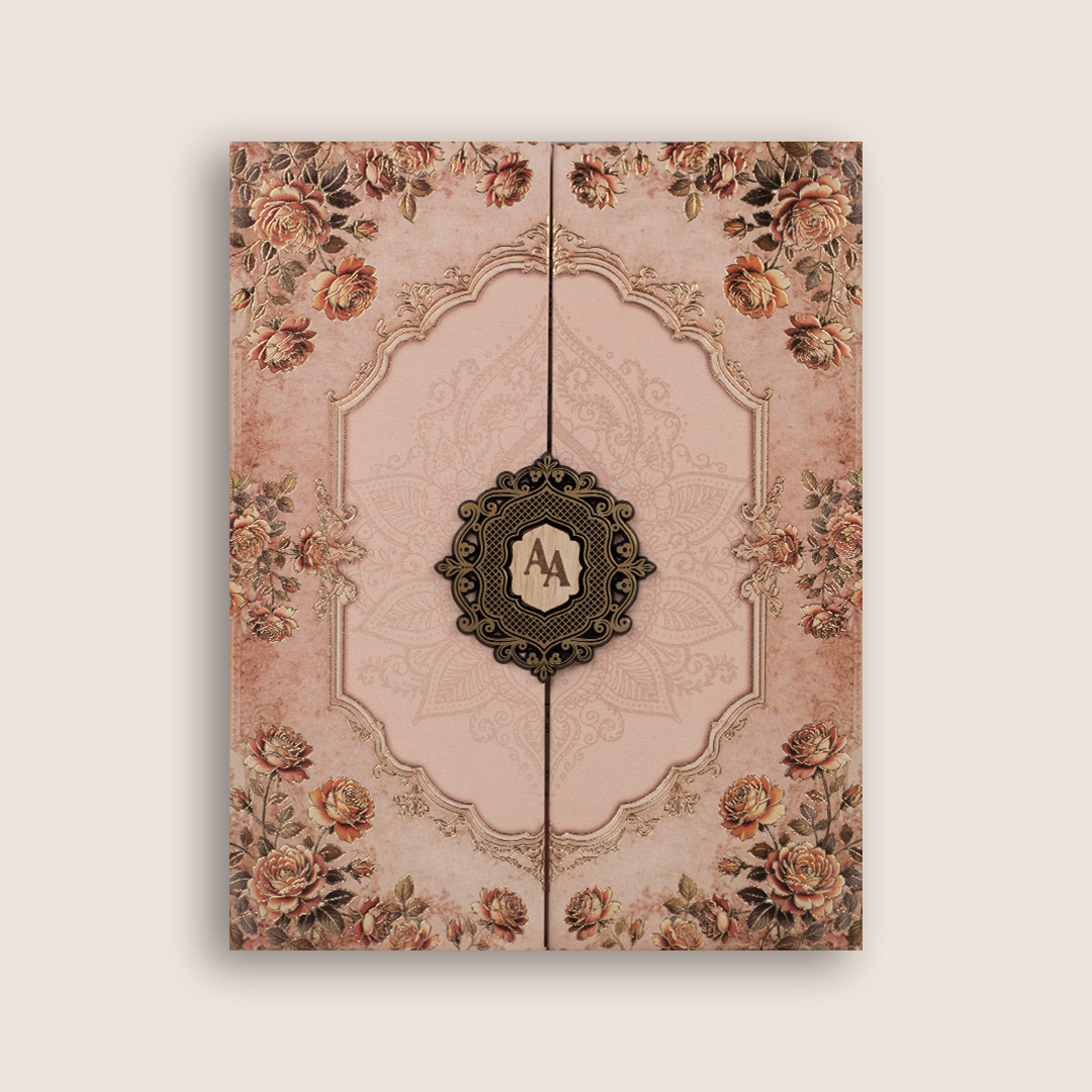 Pink Floral Door Style Padded Invitation Card - KPR07290