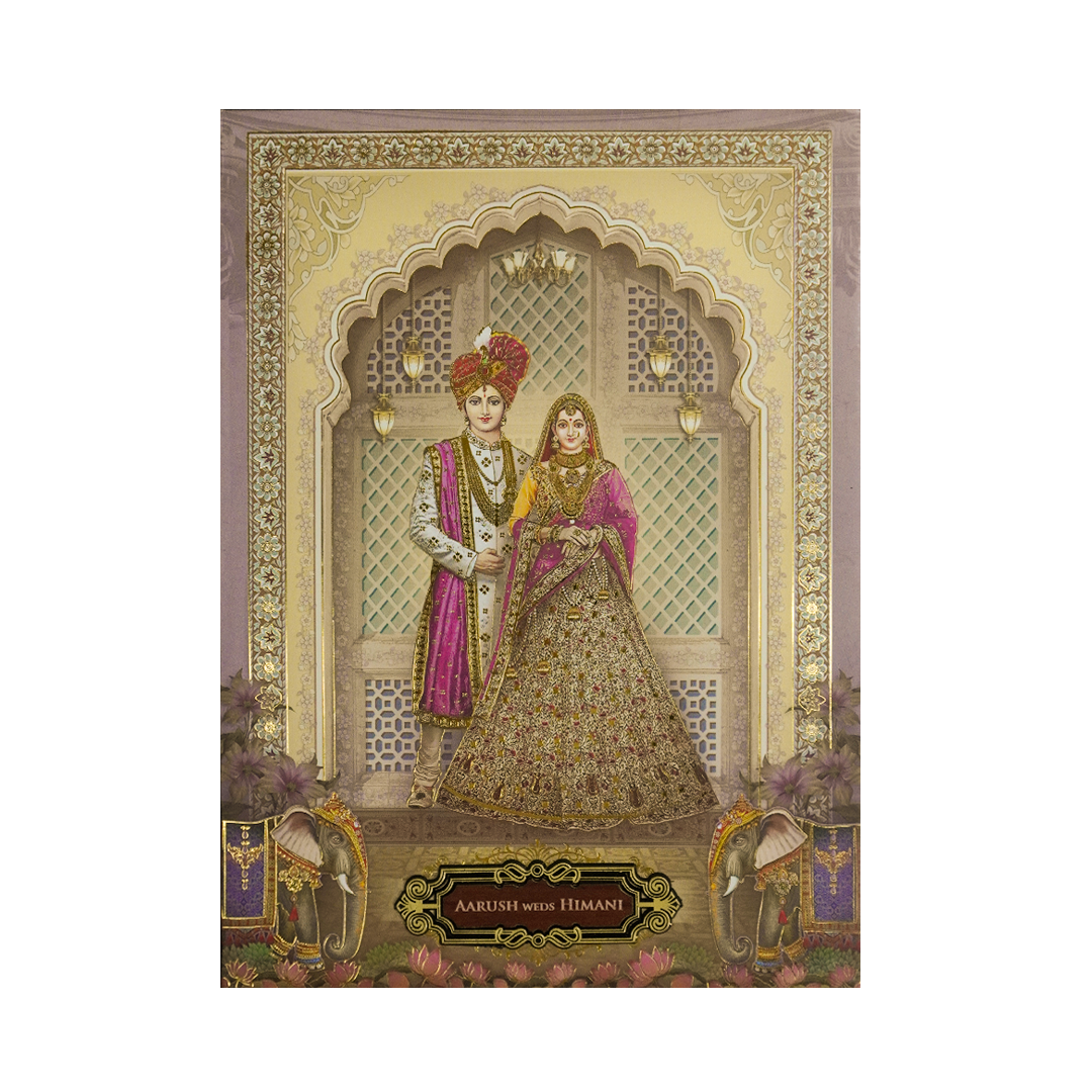 Palace Arch Royal Couple Wedding Card-KSH72380