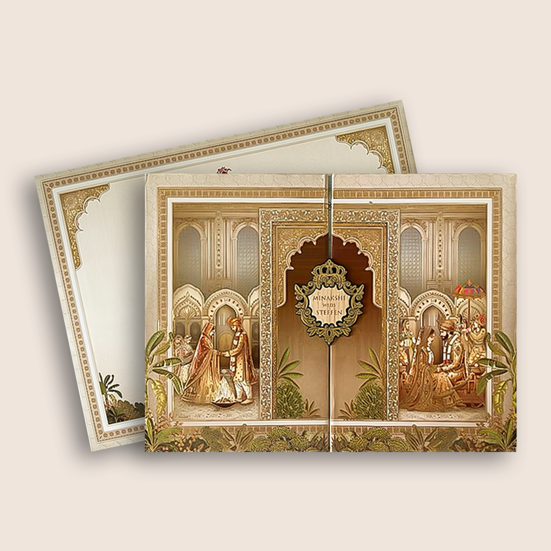 Cream Bride Groom Door Style Wedding Card - KSH72950