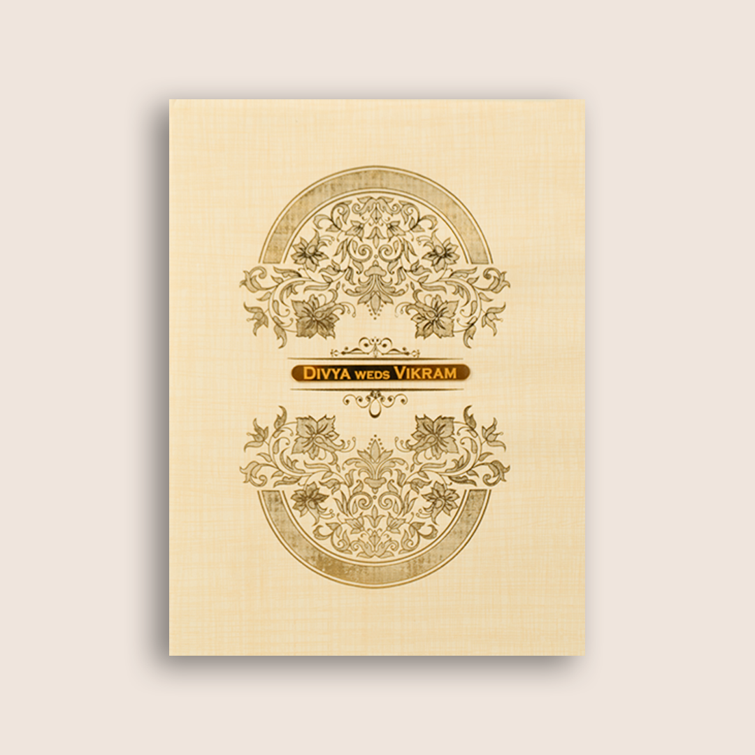 Sandal Premium Padded Floral Wedding Card - KNPS9501S