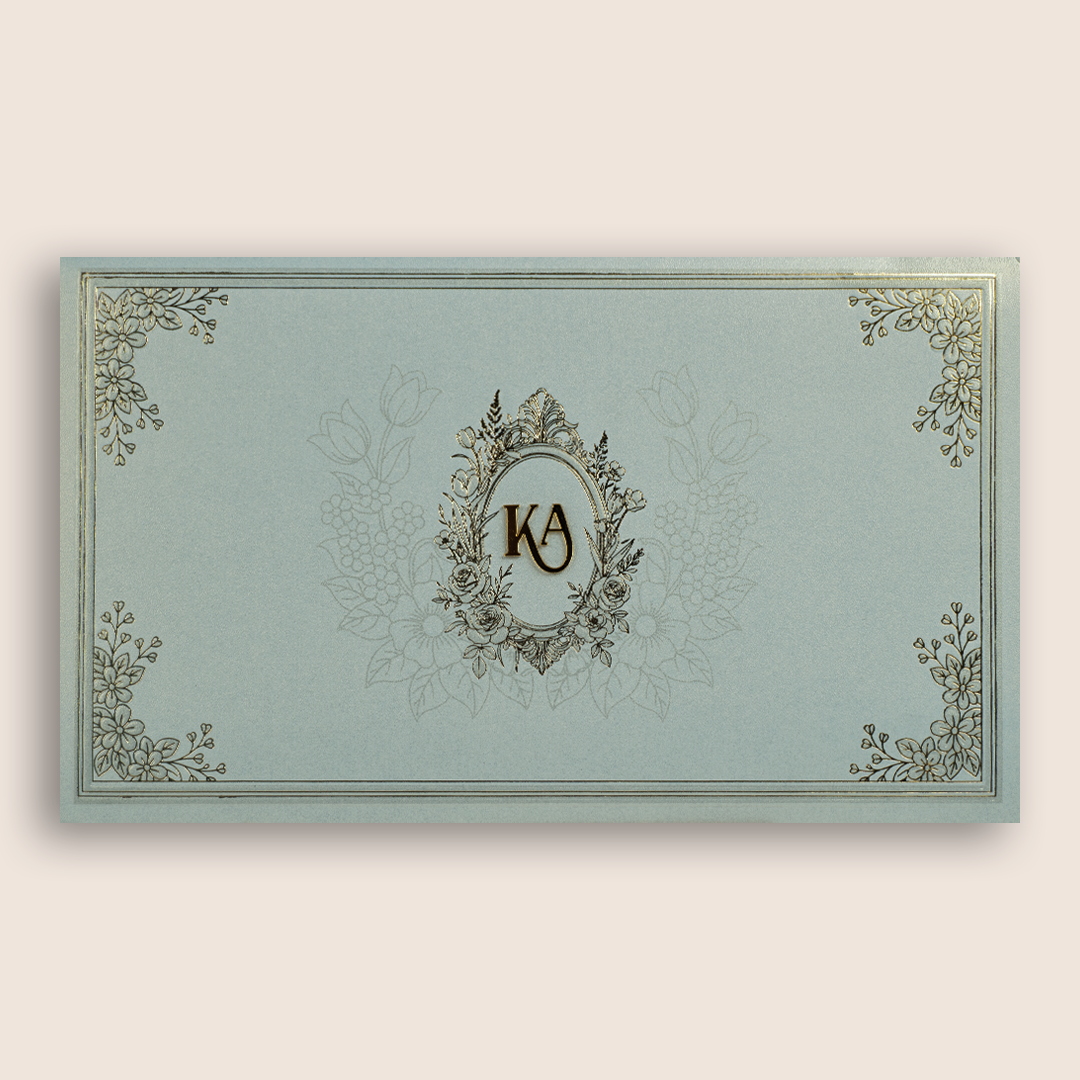 Light Grey Floral Pattern Wedding Card - KPR07500