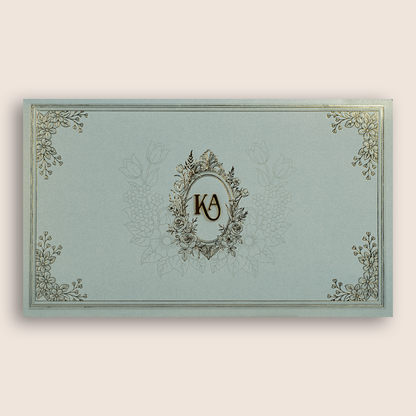 Light Grey Floral Pattern Wedding Card - KPR07500