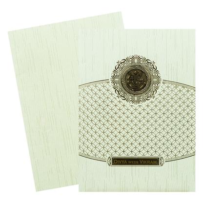 Green Gold Ganesha Wedding Card- KNKR044N