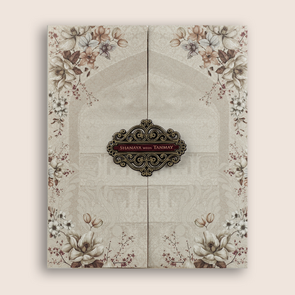 Beige Floral Arch Door Style Invitation Card - KVN06960