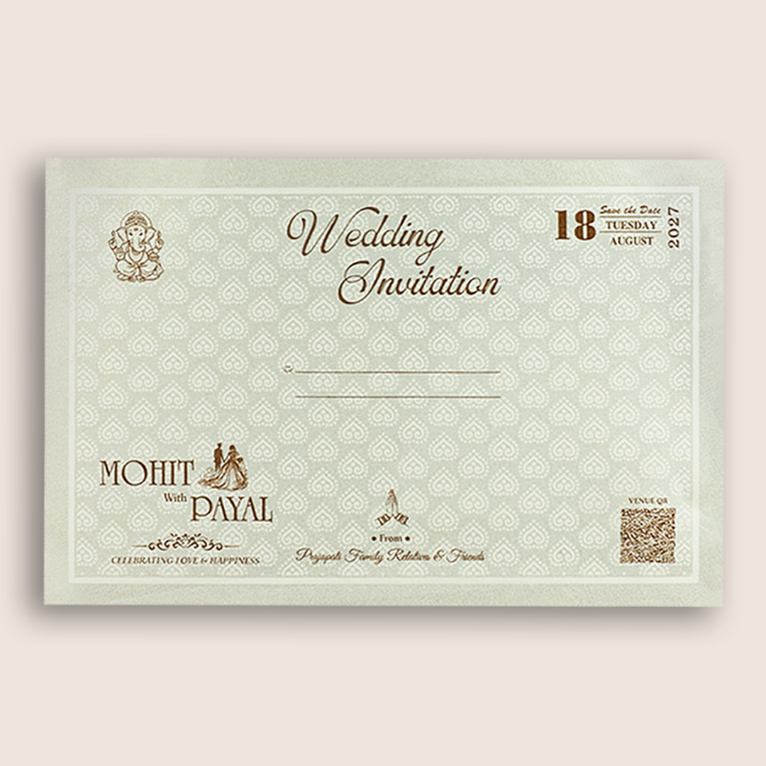 White Floral Padded Wedding Invitation Card - KSH27250