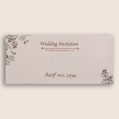 Light Pink Floral MDF Laser Cut Wedding Invitation Card - KVN07140