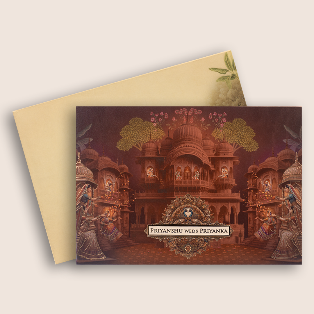 Brown Royal Palace Wedding Card - KAA05330