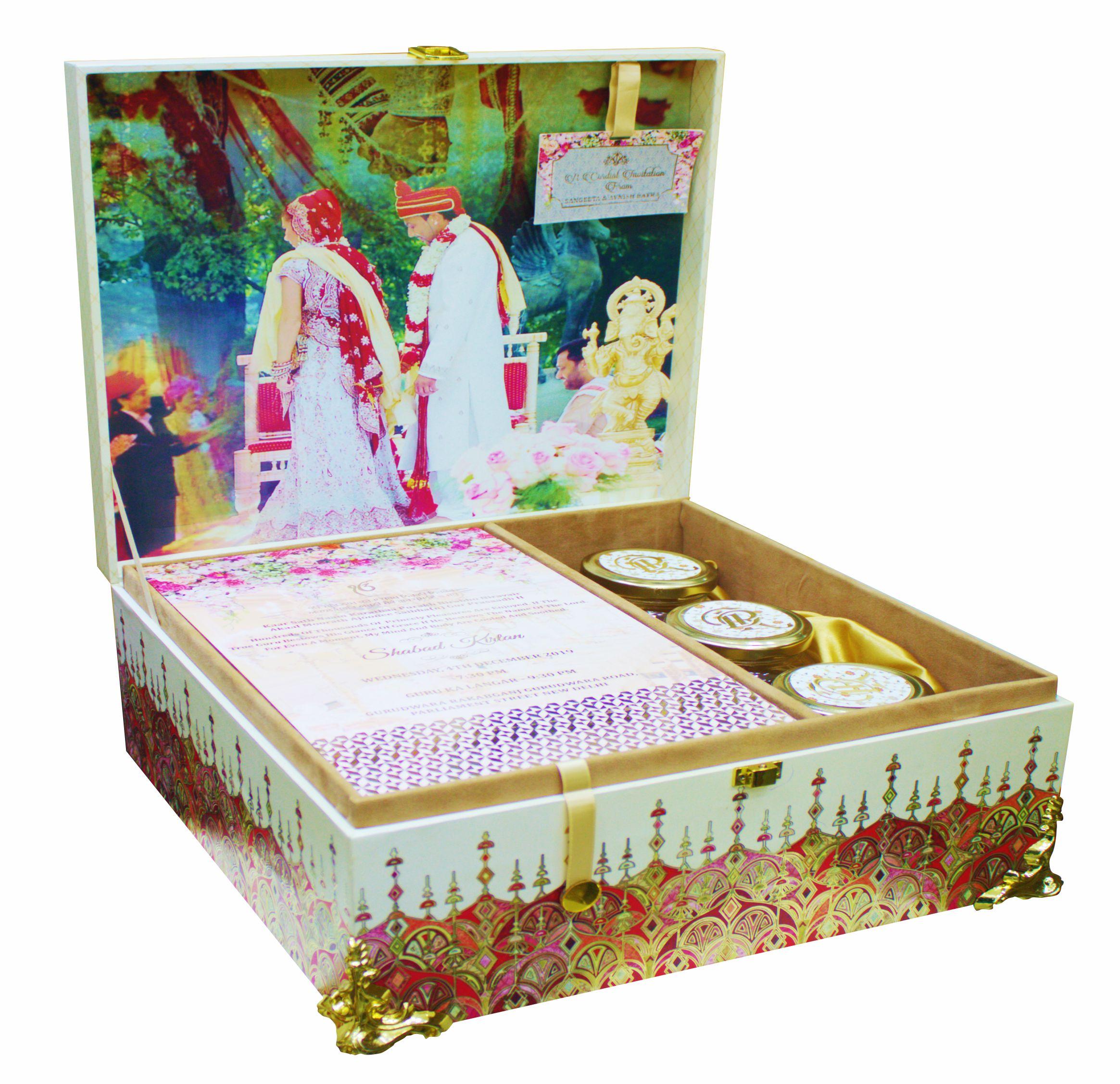 Cream Ultra Premium Wedding Invite With Floral Inserts-KNKUP006