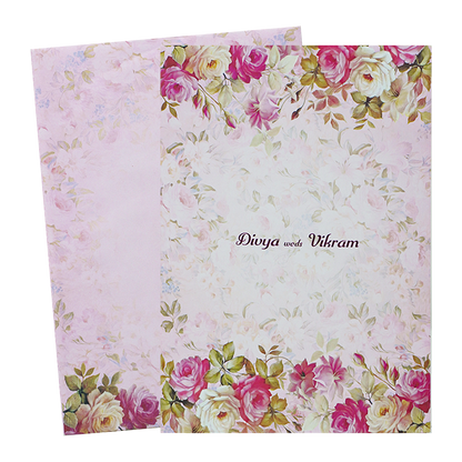 Light Pink Floral Paper Sheet Wedding Card-KNEP1608