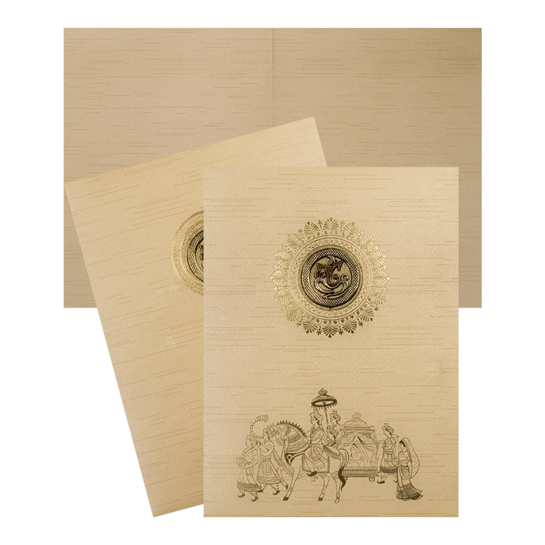 Gold Foil Baraat Ganesha Wedding Card-KNK7055C