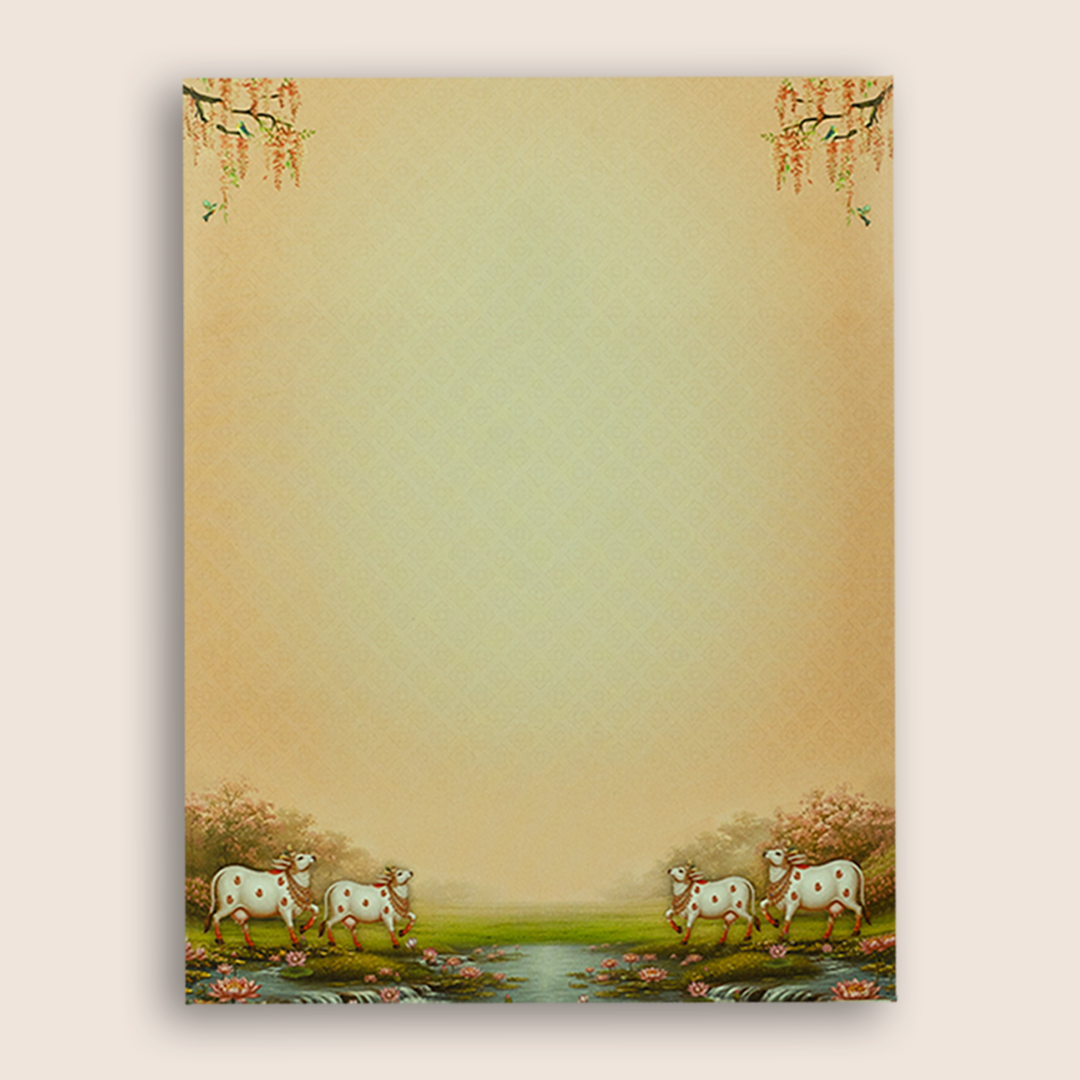 Orange Lord Radha Krishna Wedding Invitation Card - KNKC6209