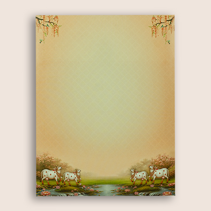 Orange Lord Radha Krishna Wedding Invitation Card - KNKC6209