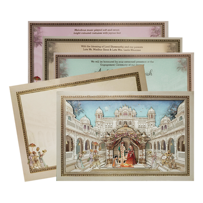Grey Palace Mandap Padded Wedding Card-KSI64550