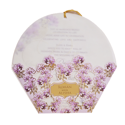 Ivory Lavender Floral Laser-cut Wedding Card - KFR15160