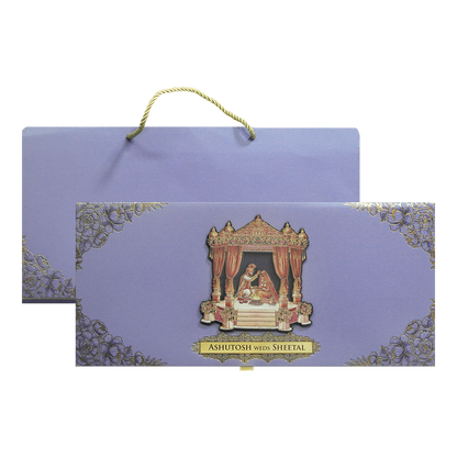 Purple Mandap Padded Wedding Card-KPR24880