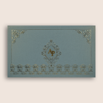 Grey Embossed Floral Wedding Invitation Card - KPR07520