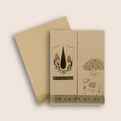 Pastel Pink Vaishnava Tilak Door Style Wedding Card - KNRR8708P
