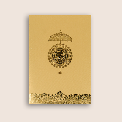 Gold Ganesha Wedding Invitation Card-KNKTG024