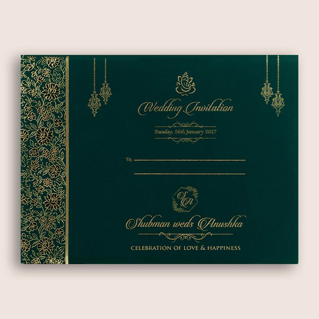 Teal Blue Floral Padded Wedding Invitation - KRB10451