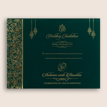 Teal Blue Floral Padded Wedding Invitation - KRB10451