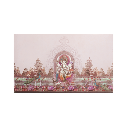 Pastel Pink Ganesh Peacock Wedding Invitation Card-KPR24630
