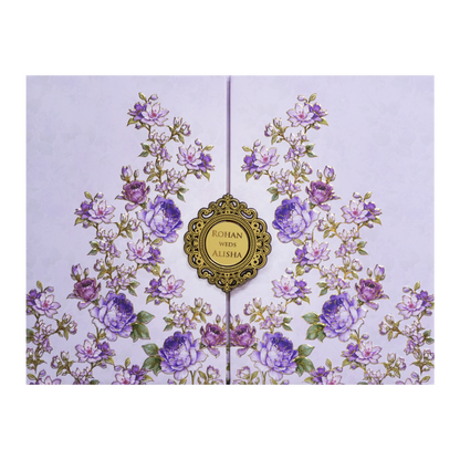 Purple Floral  Padded Wedding Card - KFR16350