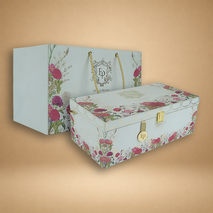 White Premium Rose Floral Luxury Invitation Box - KNLW202536