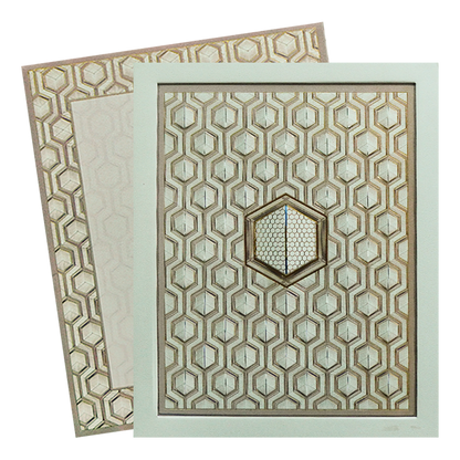 Ivory &amp; Gold Padded Geometric Wedding Invitation Card-KPR24770