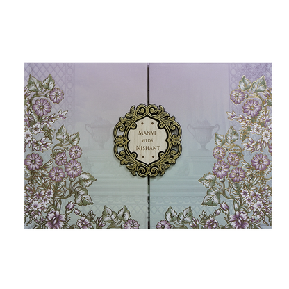 Sage Lavender Padded Floral Door Wedding Invitation - KVN07310