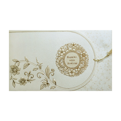 Ivory Gold Floral Mandala Wedding Invitation Card-KPR06400