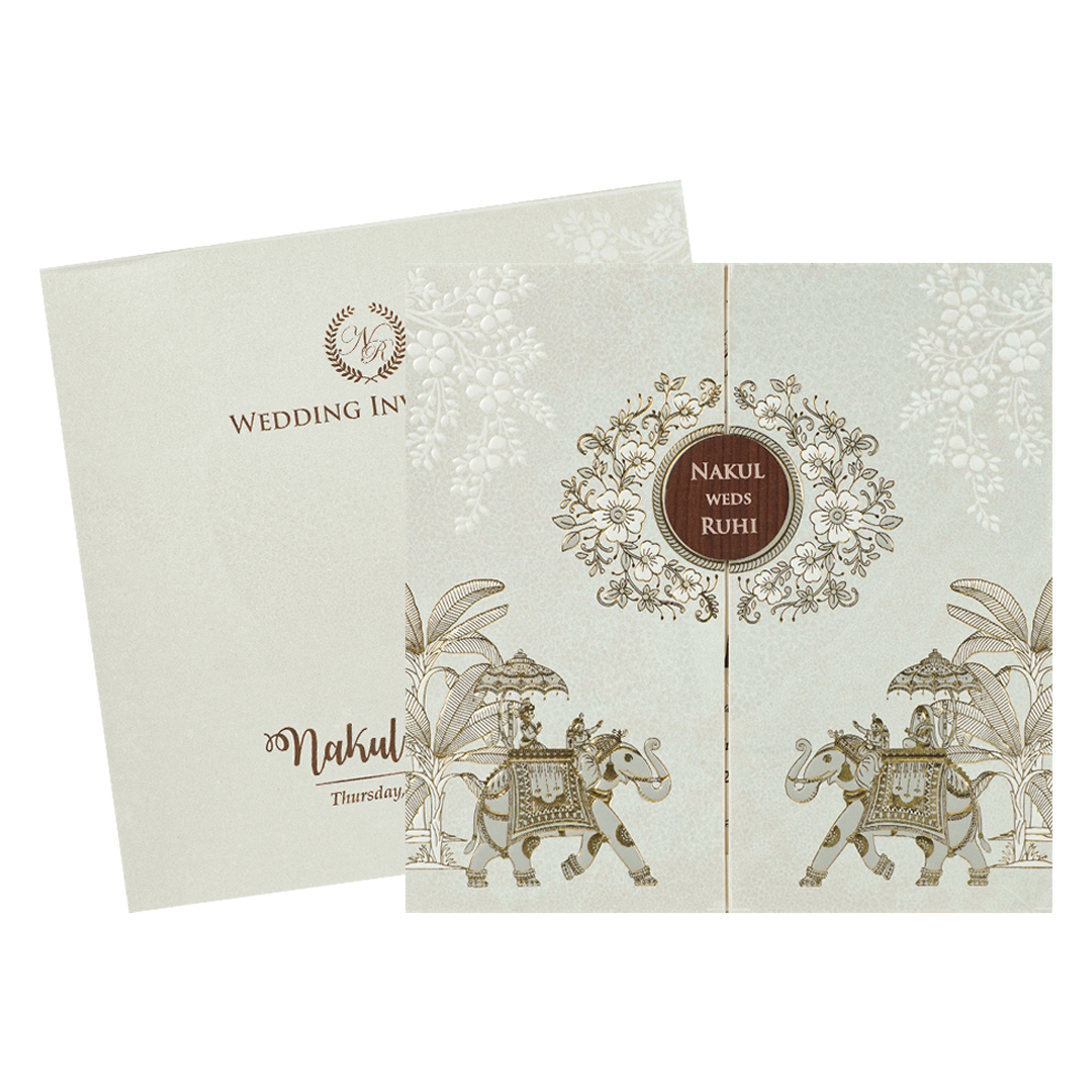 White Elephant Procession Wedding card-KRE28580