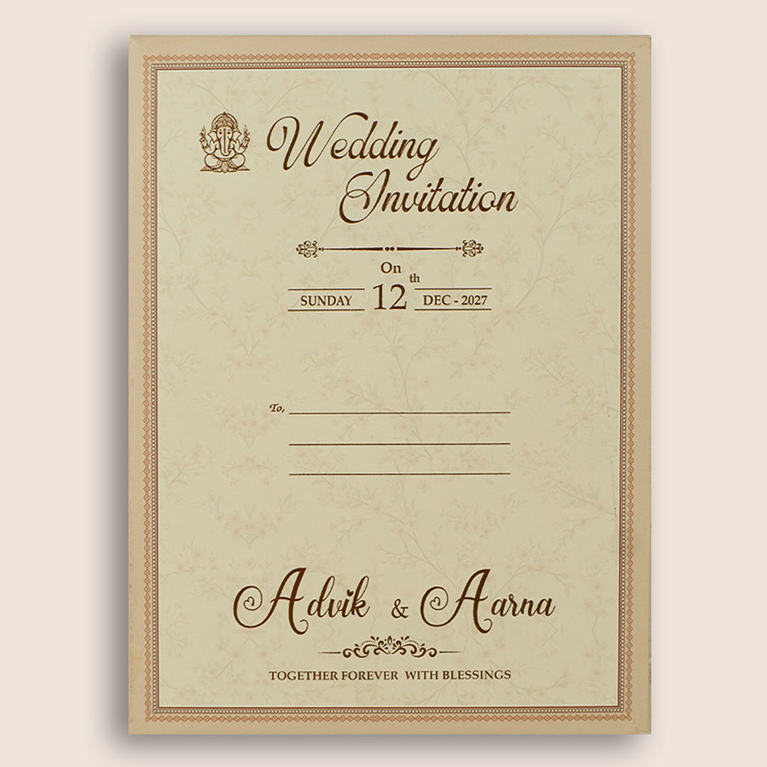 Pastel Peach Floral Door Style Padded Wedding Invitation Card - KSH18580