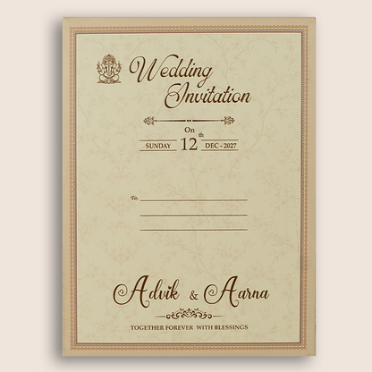 Pastel Peach Floral Door Style Padded Wedding Invitation Card - KSH18580