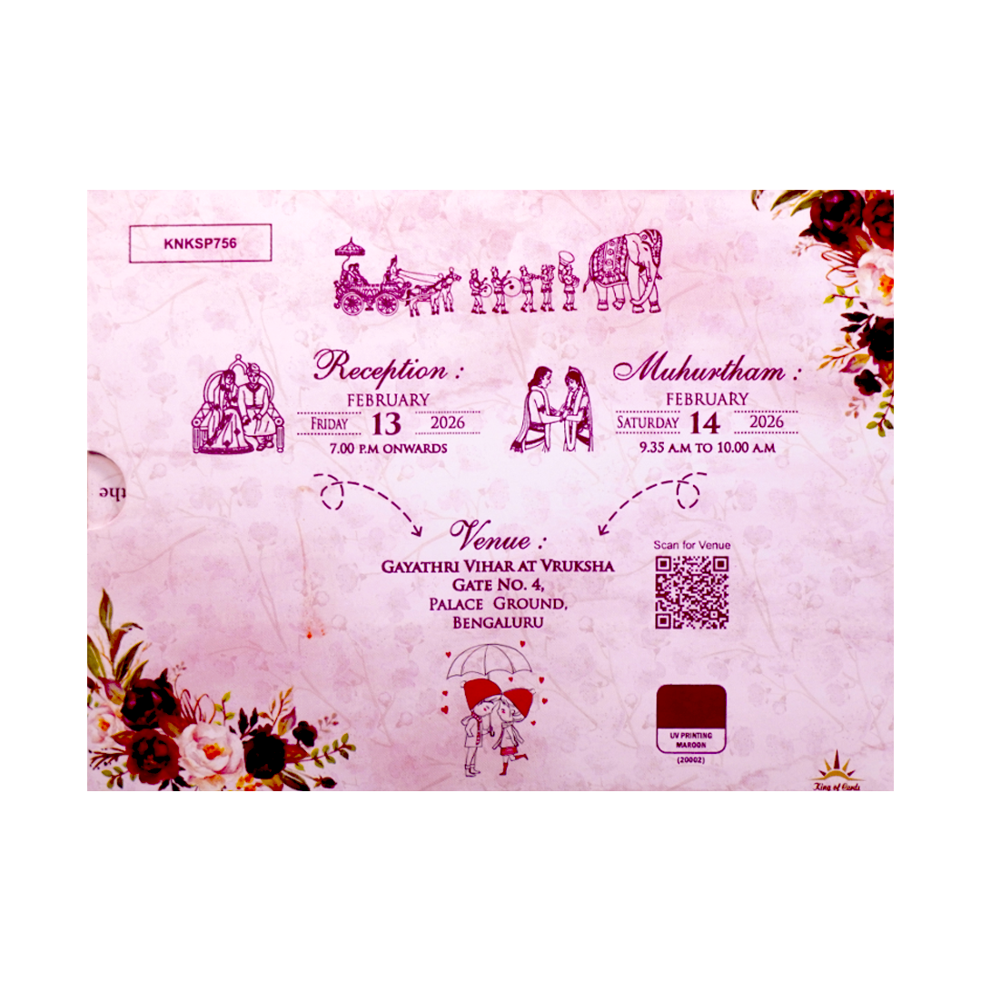 Pink Floral Slide Invitation Card-King of Cards