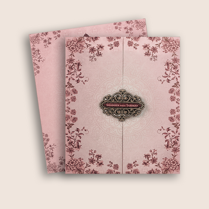 Pastel Pink Floral Mandala Door Style Wedding Card - KVN06930