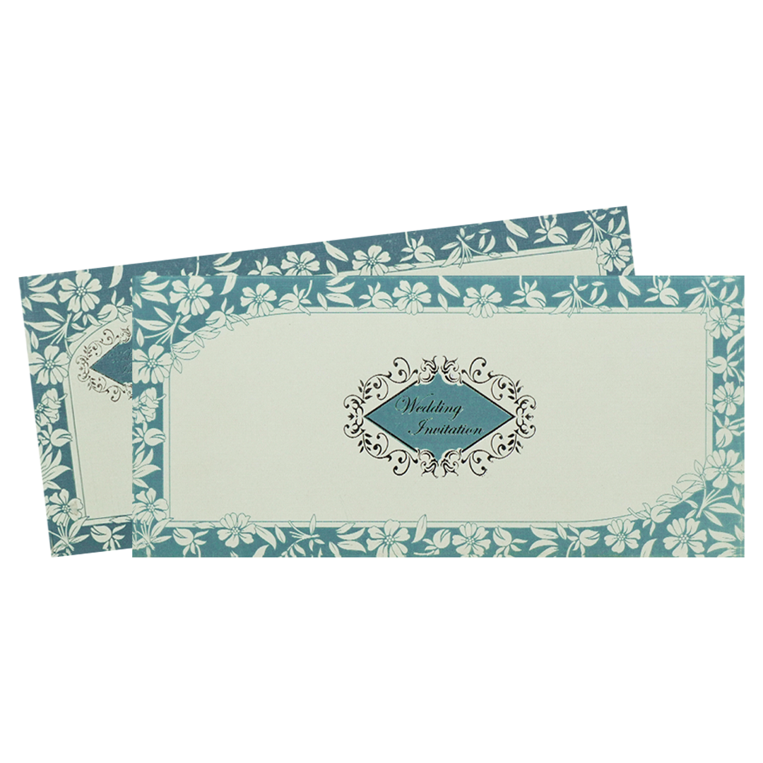 Blue White Floral Wedding Card-KNK2861