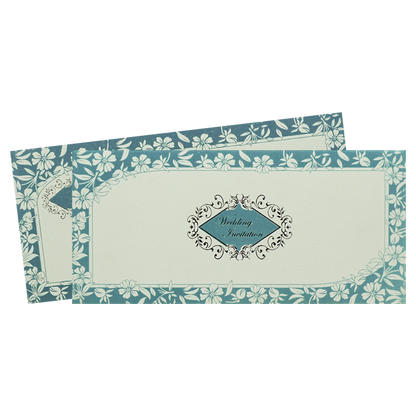 Blue White Floral Wedding Card-KNK2861