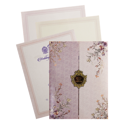 Lavender Floral Door Wedding Card-KNKC4082
