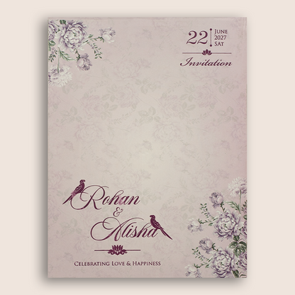 Lavender Floral Door Style Padded Marriage Card - KFR17340