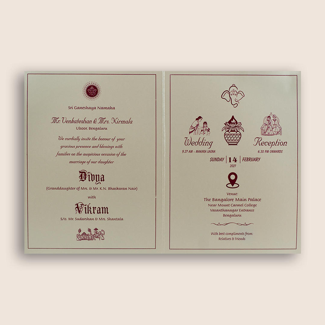 Gold Embossed Door Style Invitation Card-KNK4201B