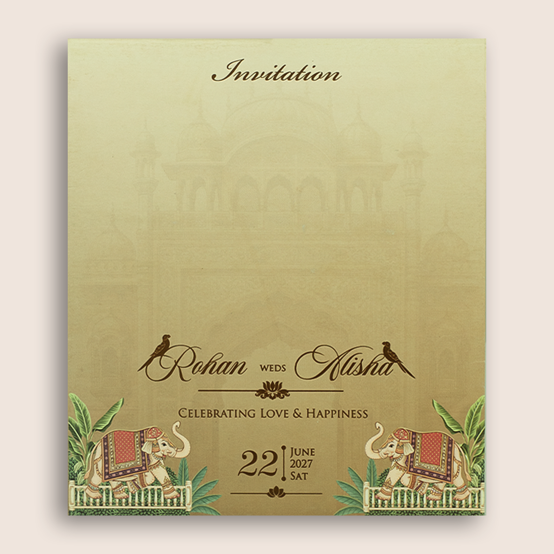 Sandal Laser Cut Elephant Wedding Invitation - KFR17270