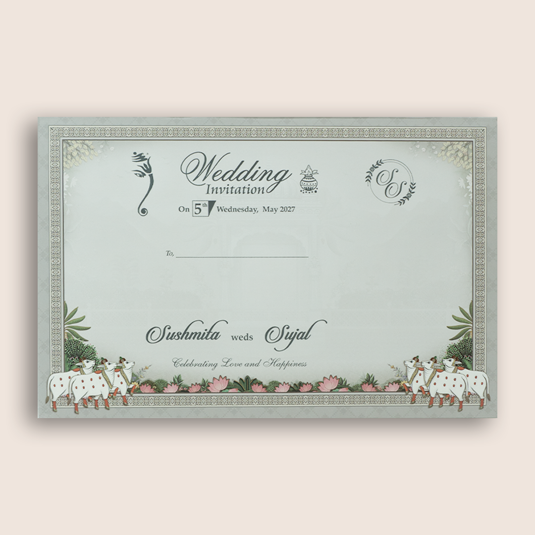 Grey Lord Shiva Parvathi Padded Invitation - KSH18010