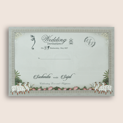 Grey Lord Shiva Parvathi Padded Invitation - KSH18010
