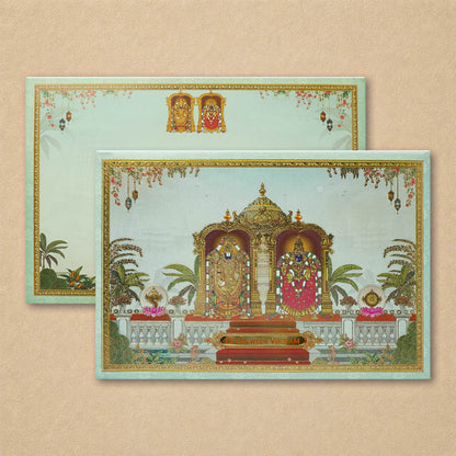 Green Padded Floral God Wedding Card-KNAK4703