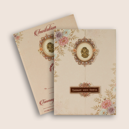 Pink Floral Door Style Wedding Invitation Card - KSH73450