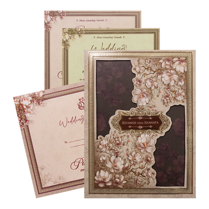 Check out Pink Floral Padded Wedding Card at best price.✅WhatsApp Support ✅Express Delivery