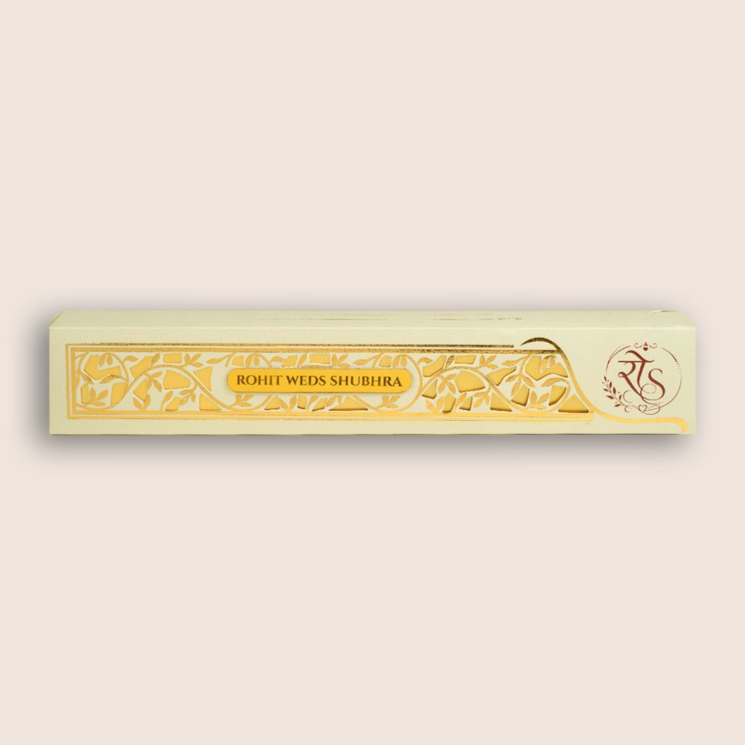 Grey Gold Foil Laser Cut Scroll Box Card - KJPS2928