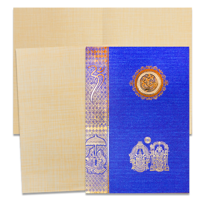Blue Ganesha Balaji Traditional Wedding Card-KNCC817B